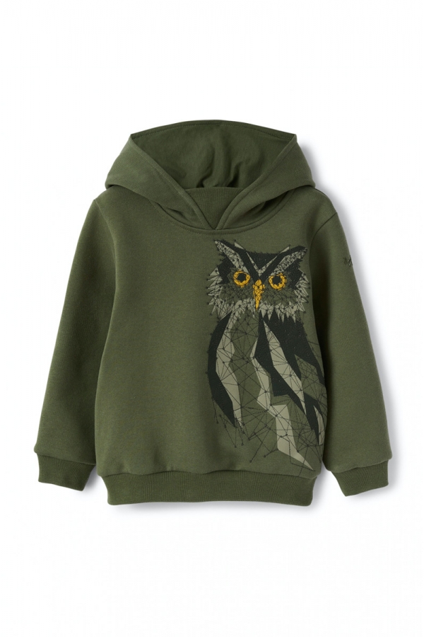 IL GUFO GREEN HOODIE WITH OWL
